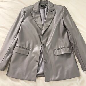 Grey faux leather Blazer